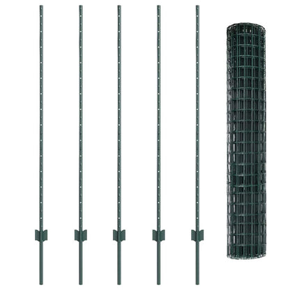 Fence with Post Green 1.4 x 10 m Steel and PVC