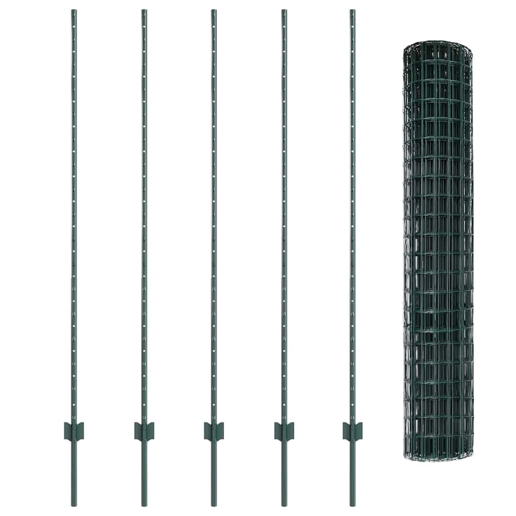 Fence with Post Green 1.5 x 10 m Steel