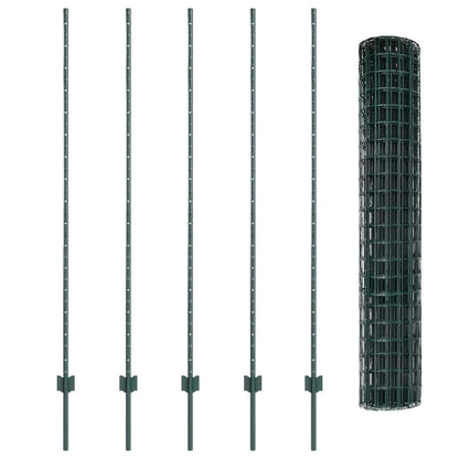 Fence with Post Green 1.5 x 10 m Steel