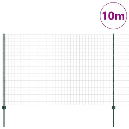 Fence with Post Green 1.5 x 10 m Steel