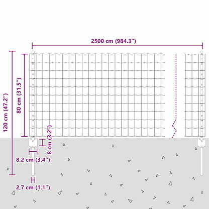 Welded Wire Fence 25 x 0.8 m (W x H) PVC-Coated Steel Green