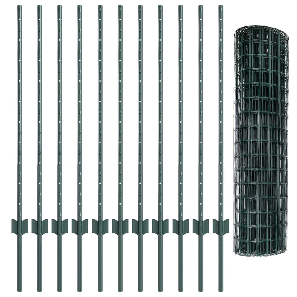 Fence with Post Green 1 x 25 m Steel