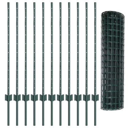 Fence with Post Green 1 x 25 m Steel