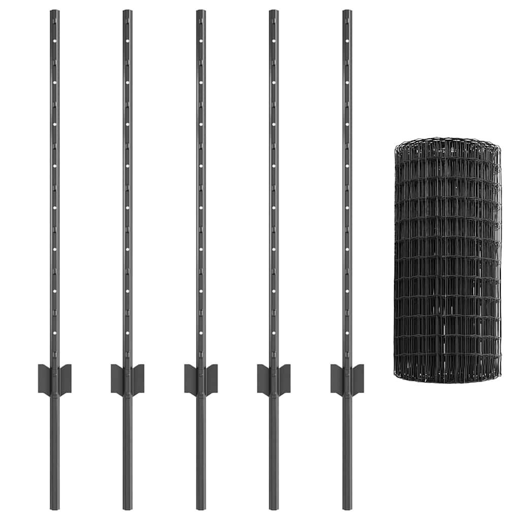 Welded Wire Fence 10 x 0.8 m (W x H) PVC-Coated Steel Grey Mesh