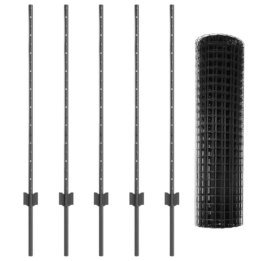 Welded Wire Fence 10 x 1 m (W x H) PVC-Coated Steel Grey Mesh