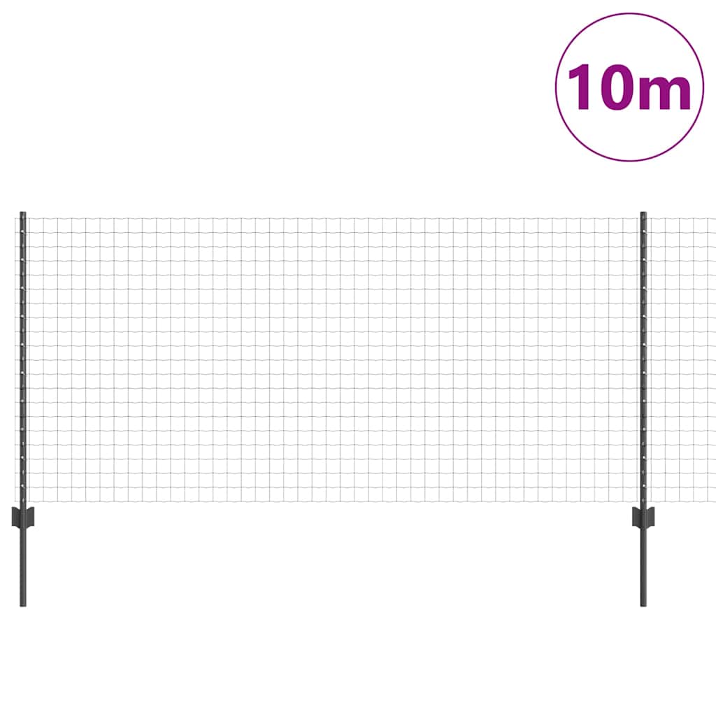 Welded Wire Fence 10 x 1 m (W x H) PVC-Coated Steel Grey Mesh