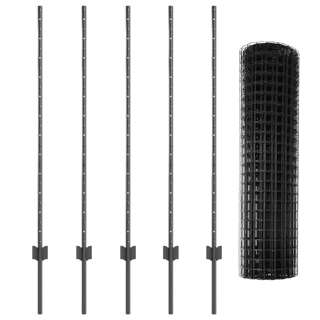 Welded Wire Fence 10 x 1.2 m (W x H) PVC-Coated Steel Grey Mesh