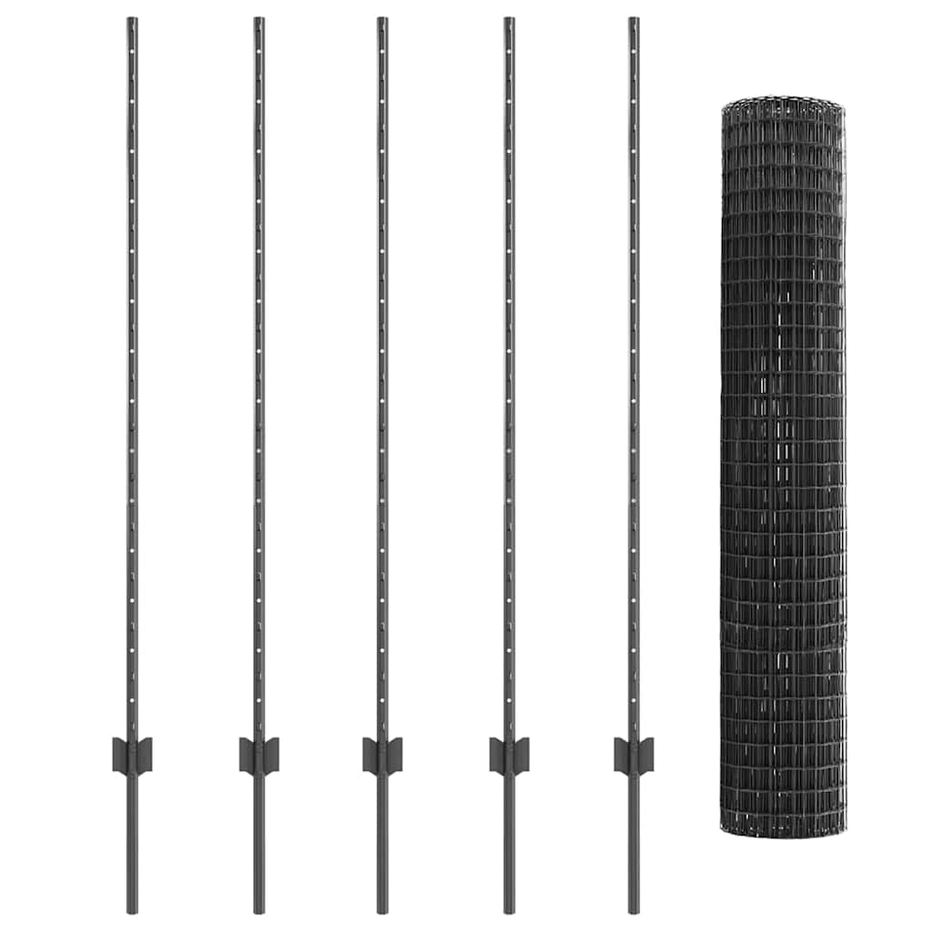 Welded Wire Fence 10 x 1.4 m (W x H) PVC-Coated Steel Grey Mesh