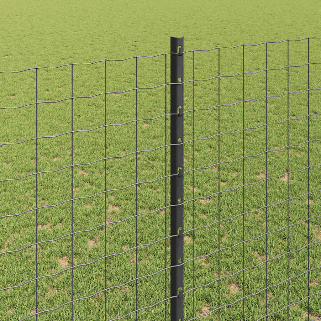 Fence with Post Grey 1.5 x 10 m Steel and PVC