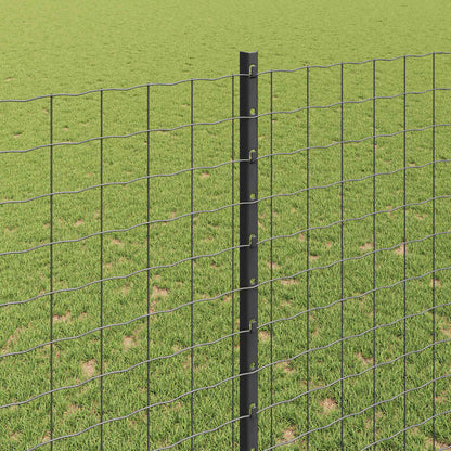 Fence with Post Grey 1.5 x 10 m Steel and PVC