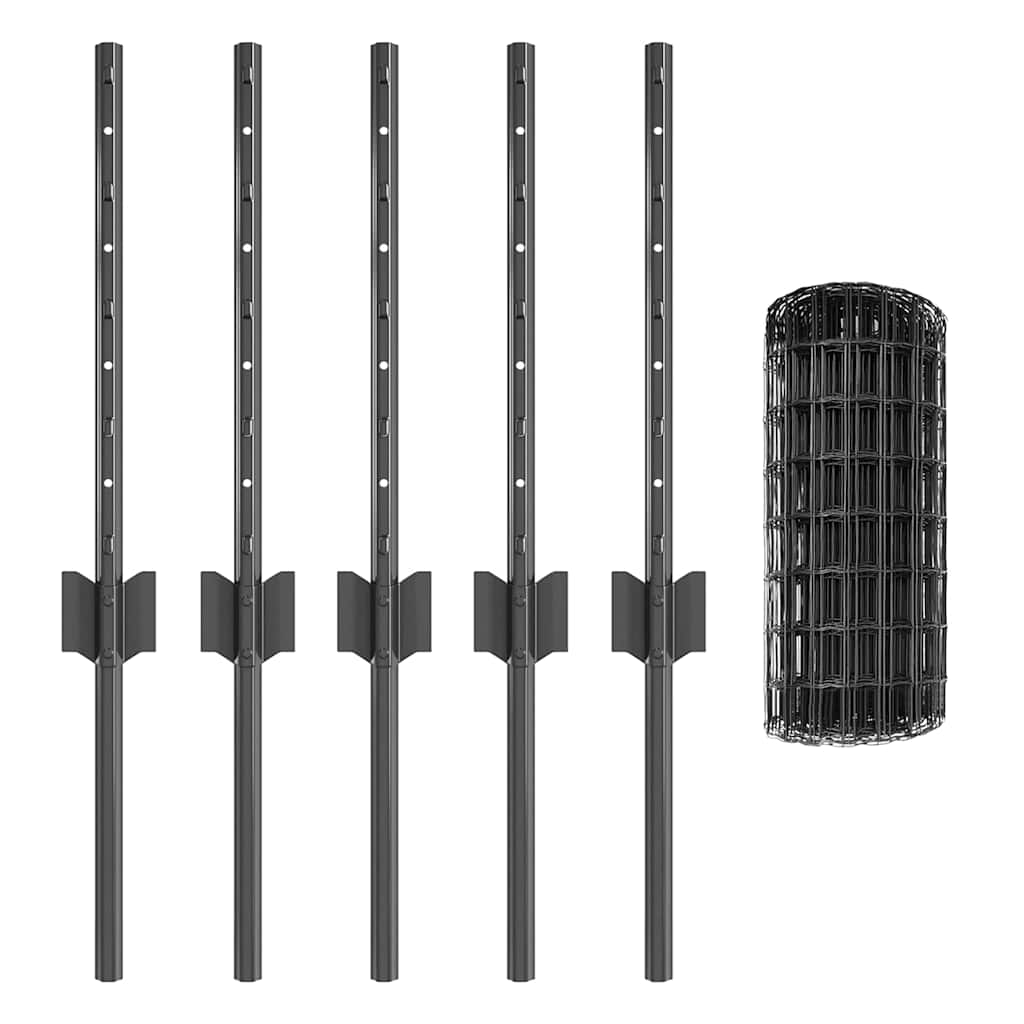 Welded Wire Fence 10 x 0.4 m (W x H) PVC-Coated Steel Grey Mesh