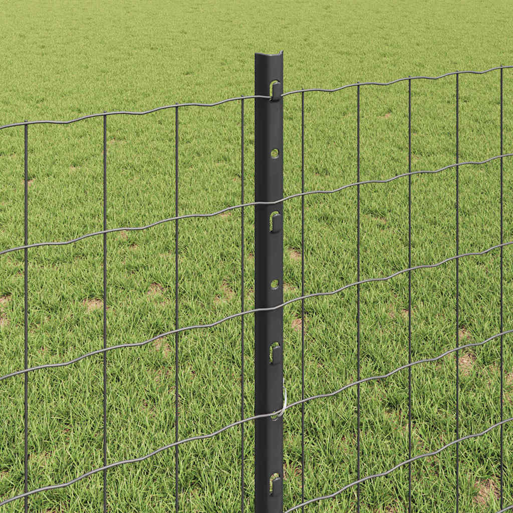 Fence with Post Grey 0.8 x 10 m Steel and PVC