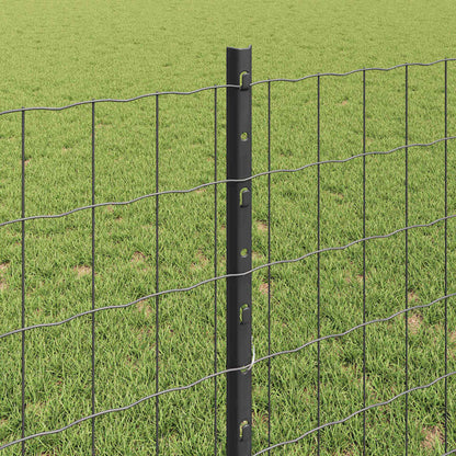 Fence with Post Grey 0.8 x 10 m Steel and PVC
