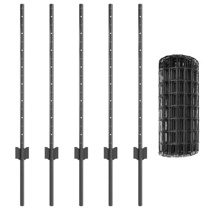 Fence with Post Grey 0.8 x 10 m Steel and PVC