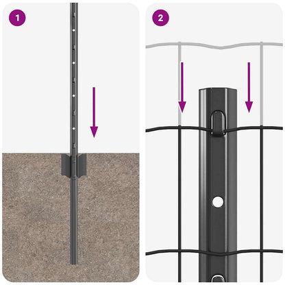 Fence with Post Grey 0.8 x 10 m Steel and PVC