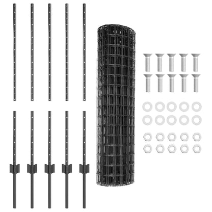 Welded Wire Fence 10 x 1 m (W x H) PVC-Coated Steel Grey Mesh