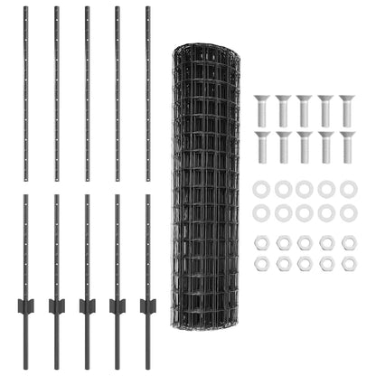 Welded Wire Fence 10 x 1.2 m (W x H) PVC-Coated Steel Grey Mesh