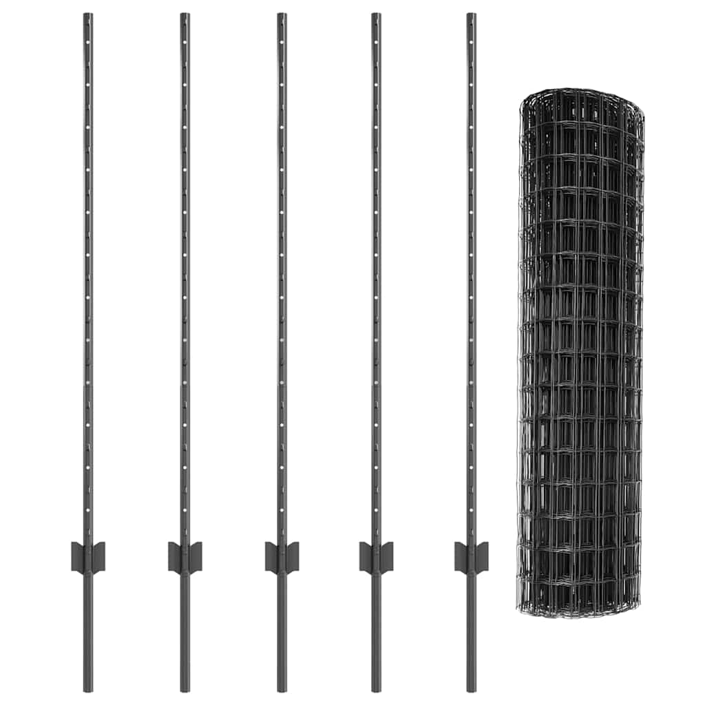 Welded Wire Fence 10 x 1.2 m (W x H) PVC-Coated Steel Grey Mesh