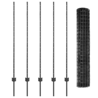Welded Wire Fence 10 x 1.4 m (W x H) PVC-Coated Steel Grey Mesh