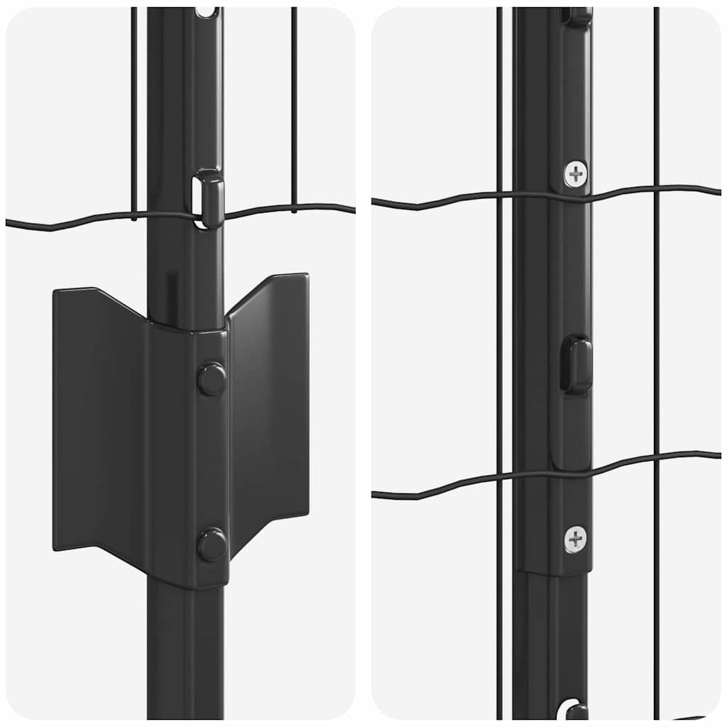 Welded Wire Fence 10 x 1.6 m (W x H) PVC-Coated Steel Grey Mesh