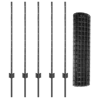 Welded Wire Fence 10 x 1 m (W x H) PVC-Coated Steel Grey Mesh
