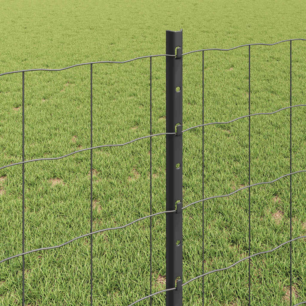 Welded Wire Fence 10 x 0.8 m (W x H) PVC-Coated Steel Grey Mesh