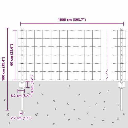 Welded Wire Fence 10 x 0.6 m (W x H) PVC-Coated Steel Grey Mesh