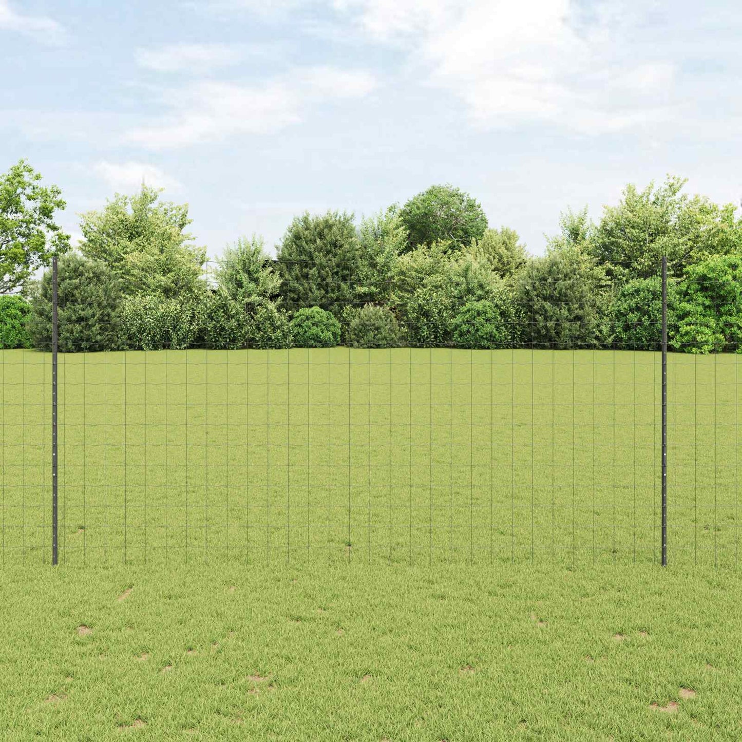 Welded Wire Fence 10 x 1.5 m (W x H) PVC-Coated Steel Grey Mesh