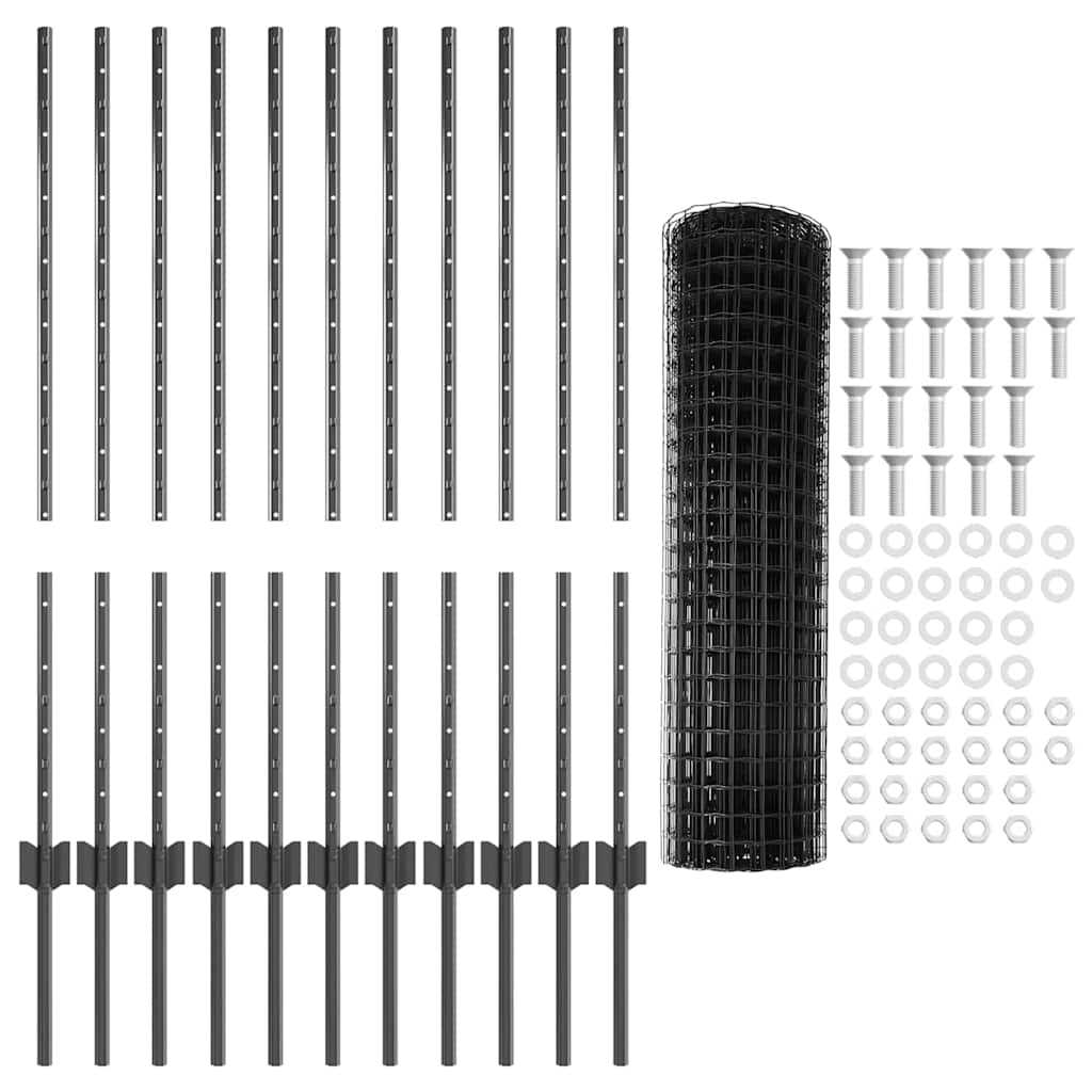 Welded Wire Fence 25 x 1 m (W x H) PVC-Coated Steel Grey Mesh
