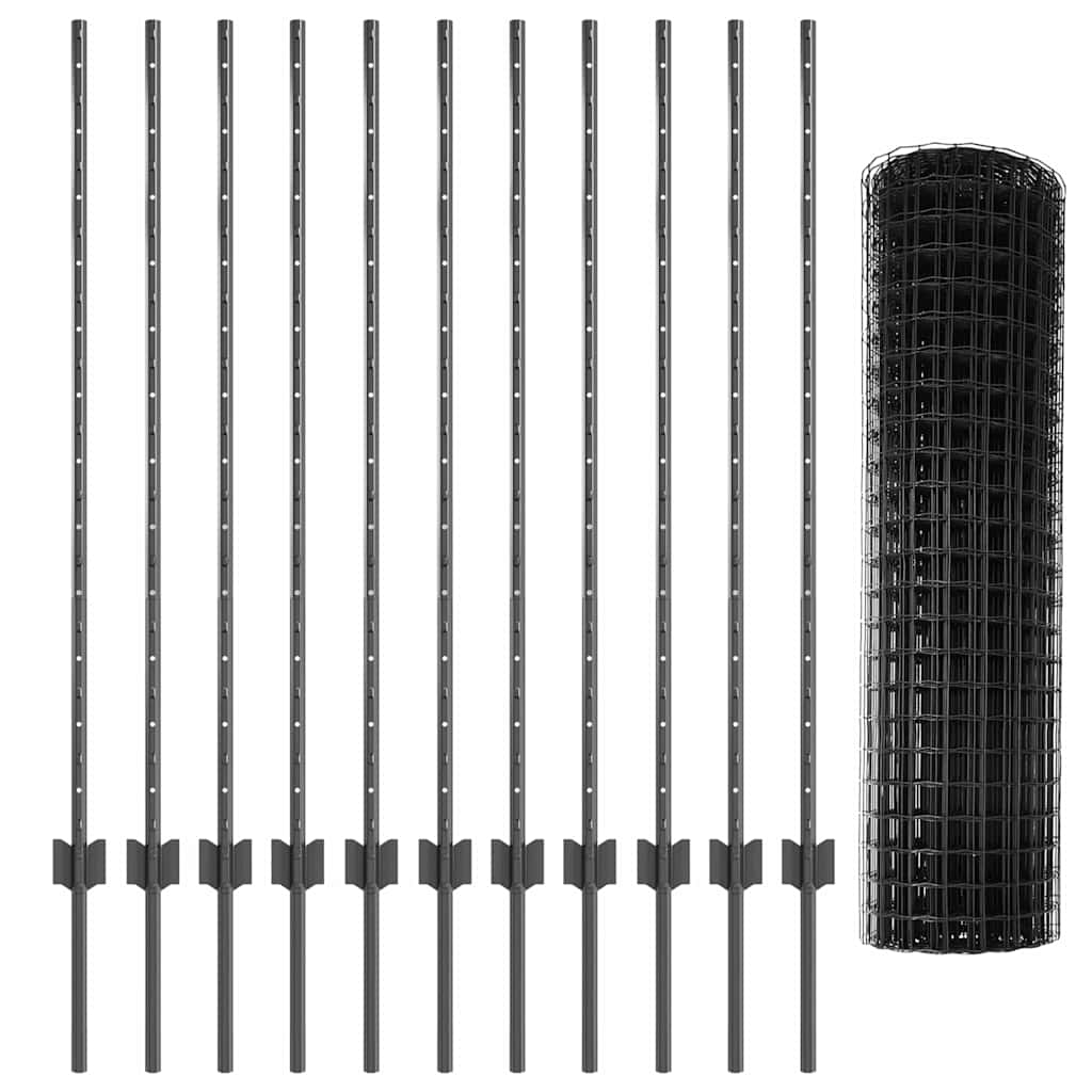 Welded Wire Fence 25 x 1.2 m (W x H) PVC-Coated Steel Grey Mesh