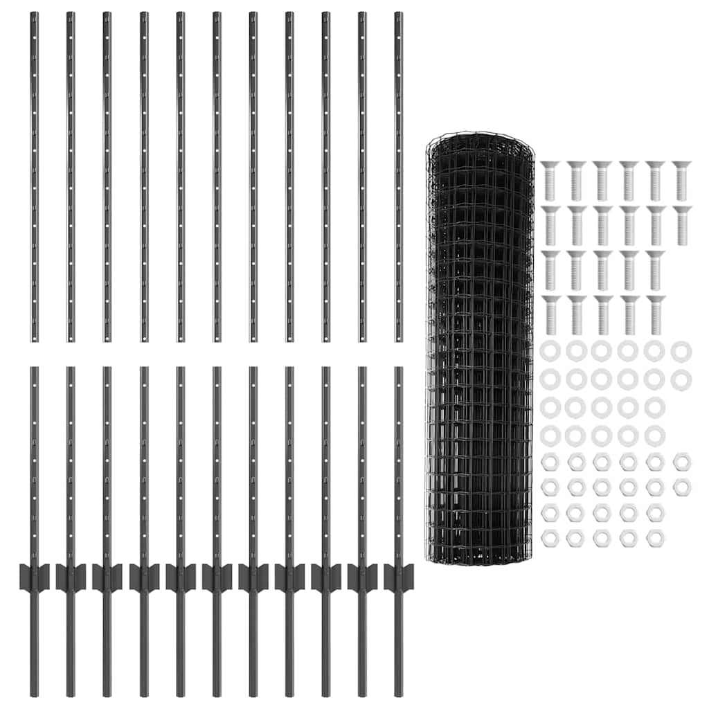 Welded Wire Fence 25 x 1.2 m (W x H) PVC-Coated Steel Grey Mesh