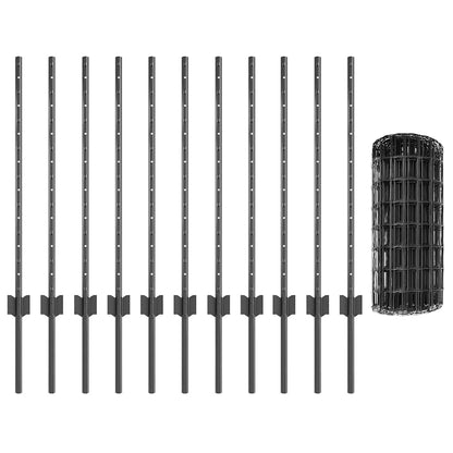 Welded Wire Fence 25 x 0.8 m (W x H) PVC-Coated Steel Grey Mesh