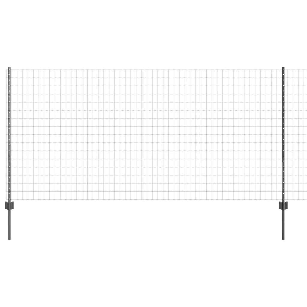 Fence with Post Grey 1.2 x 25 m Steel and PVC