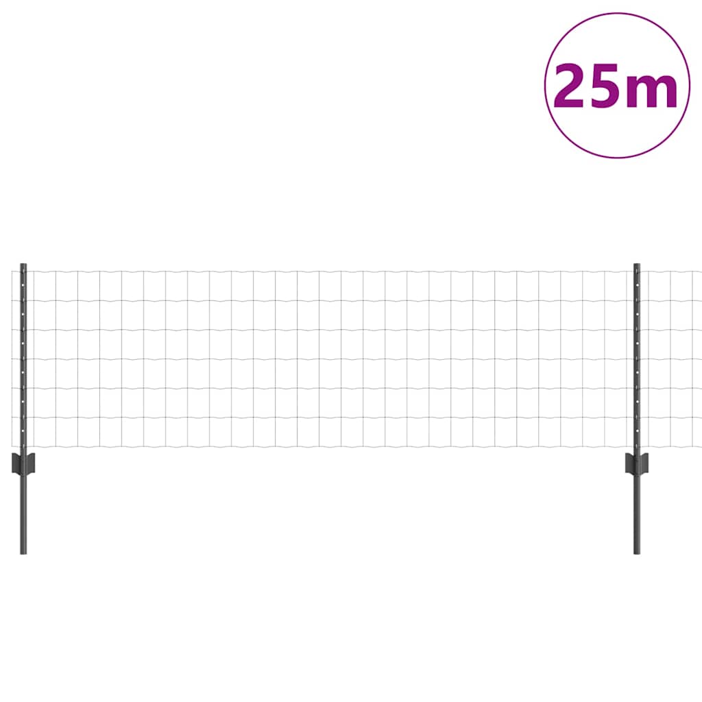 Welded Wire Fence 25 x 0.6 m (W x H) PVC-Coated Steel Grey Mesh