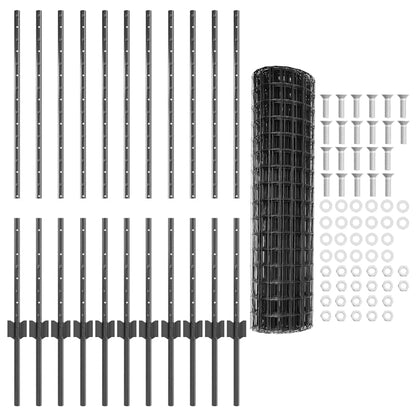 Welded Wire Fence 25 x 1 m (W x H) PVC-Coated Steel Grey Mesh