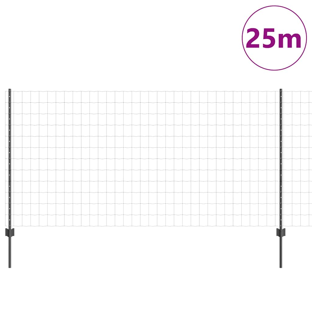 Welded Wire Fence 25 x 1.2 m (W x H) PVC-Coated Steel Grey Mesh
