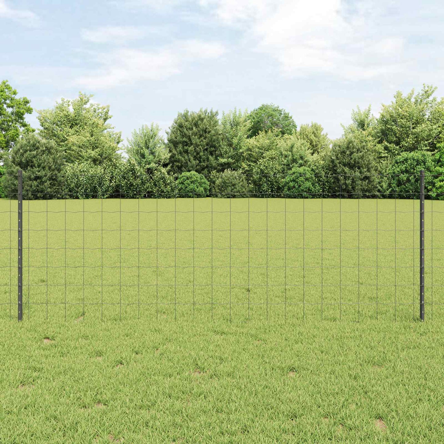 Welded Wire Fence 25 x 0.8 m (W x H) PVC-Coated Steel Grey Mesh