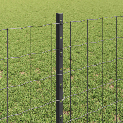 Fence with Post Grey 0.8 x 10 m Steel