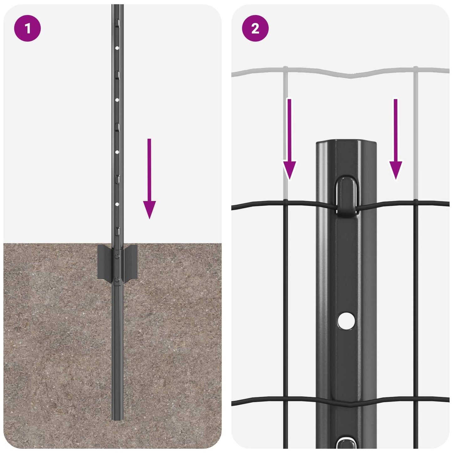 Fence with Post Grey 0.8 x 10 m Steel