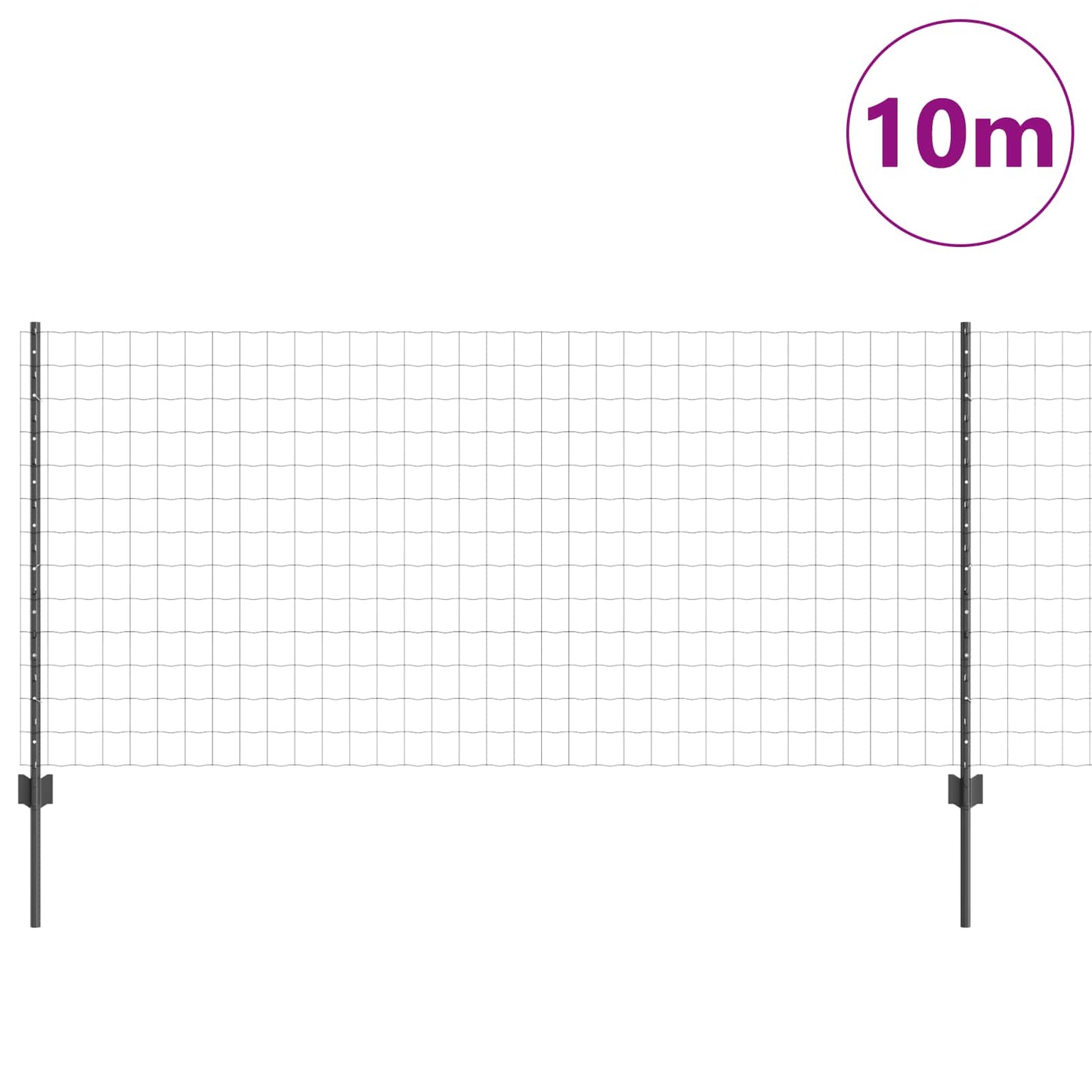Welded Wire Fence 10 x 1 m (W x H) PVC-Coated Steel Grey Mesh