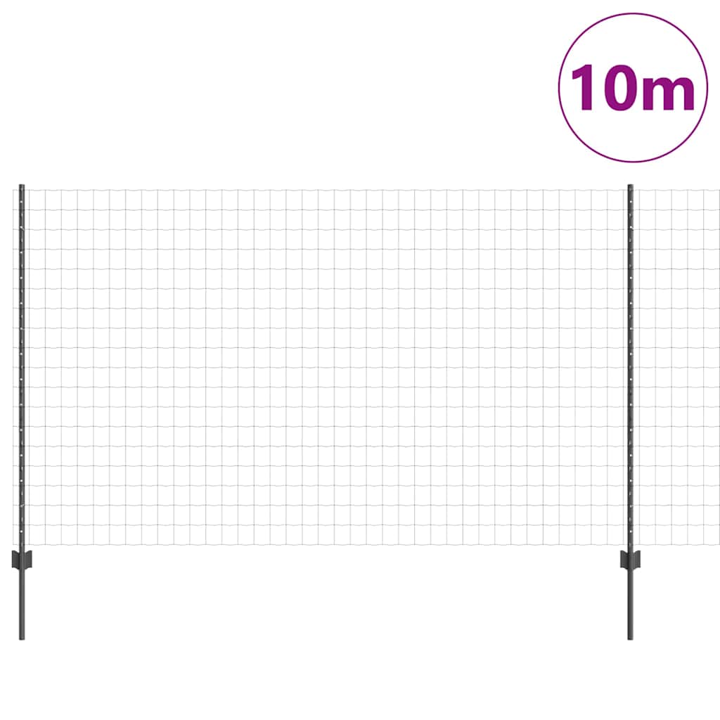 Welded Wire Fence 10 x 1.4 m (W x H) PVC-Coated Steel Grey Mesh