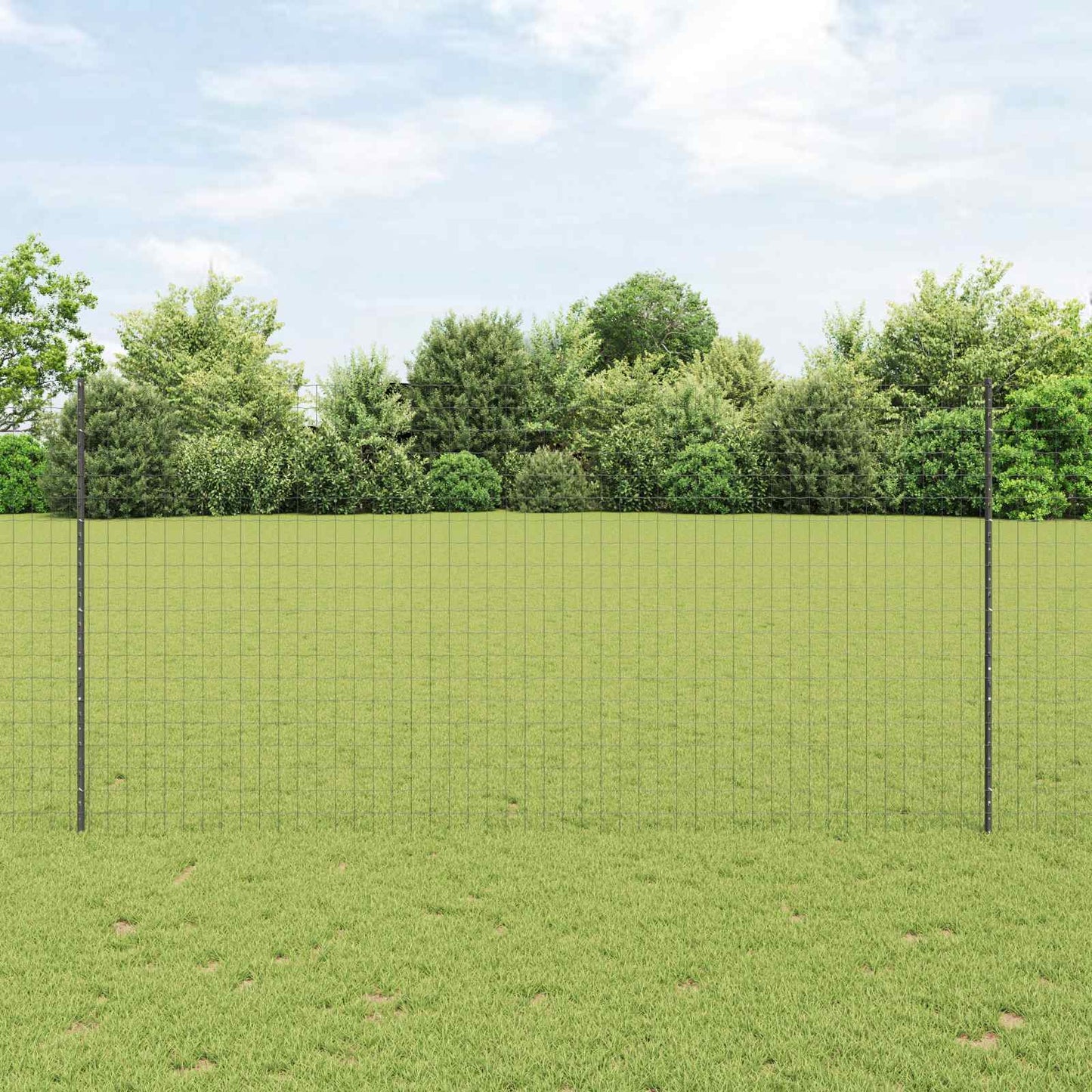 Welded Wire Fence 10 x 1.5 m (W x H) PVC-Coated Steel Grey Mesh