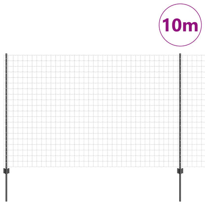 Welded Wire Fence 10 x 1.5 m (W x H) PVC-Coated Steel Grey Mesh