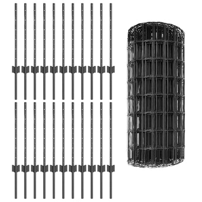Welded Wire Fence 50 x 0.6 m (W x H) PVC-Coated Steel Grey Mesh