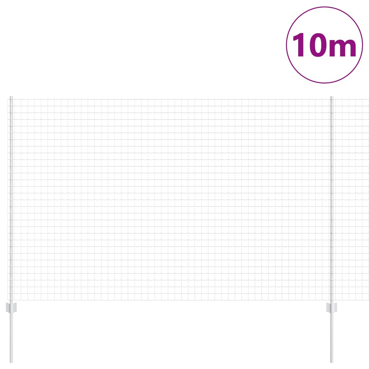 Euro Fence with Post 10 x 1.5 m Galvanised Steel Silver Mesh