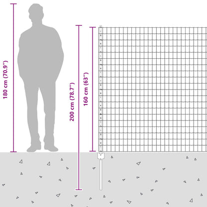 Fence with Post Silver 1.6 x 10 m Steel