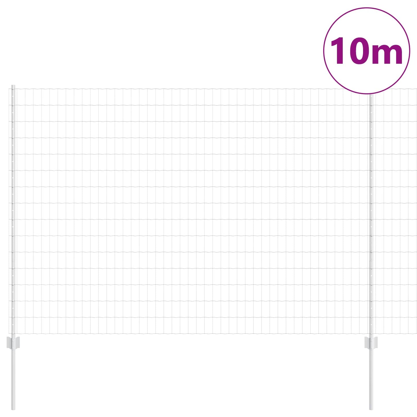 Euro Fence with Post 10 x 1.5 m Galvanised Steel Silver Mesh
