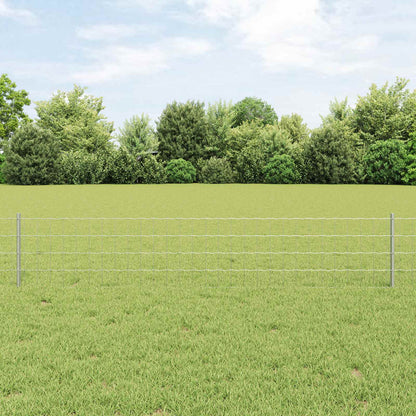Fence with Post Silver 0.4 x 10 m Steel