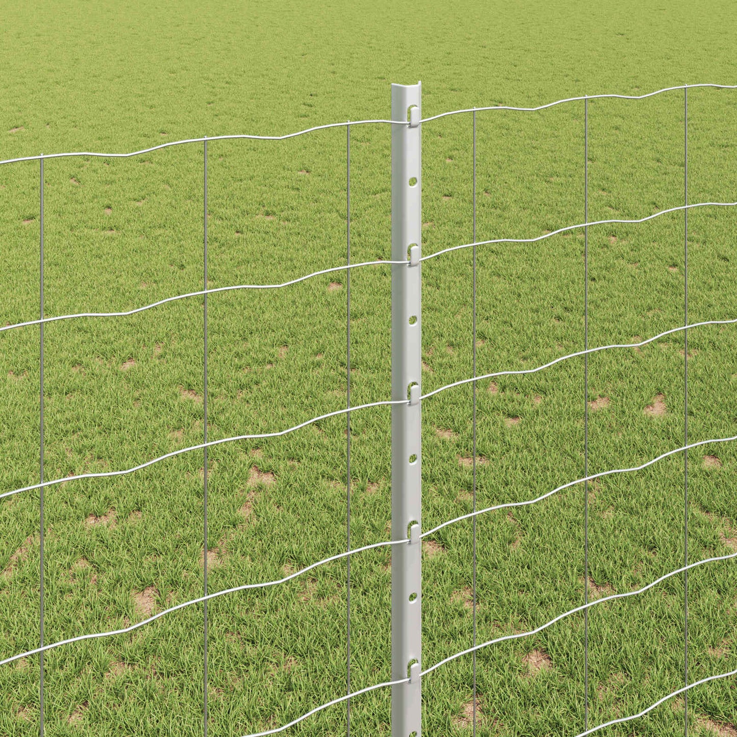 Fence with Post Silver 1.5 x 10 m Steel