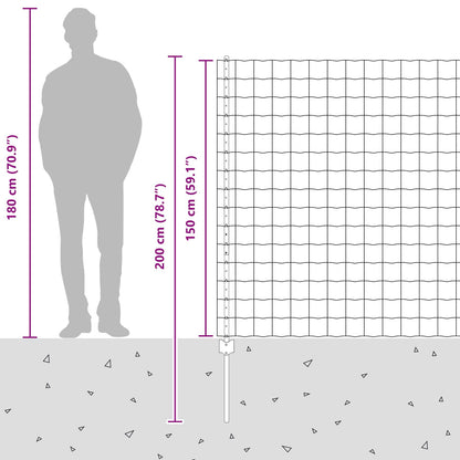 Fence with Post Silver 1.5 x 10 m Steel